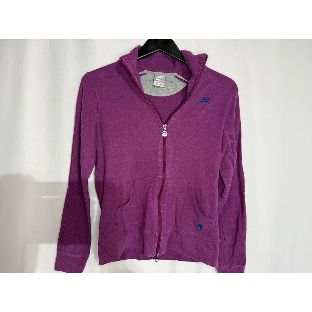 Nike Sportswear Womens Full Zip Sweatshirt Purple Magenta Media Pocket Medium